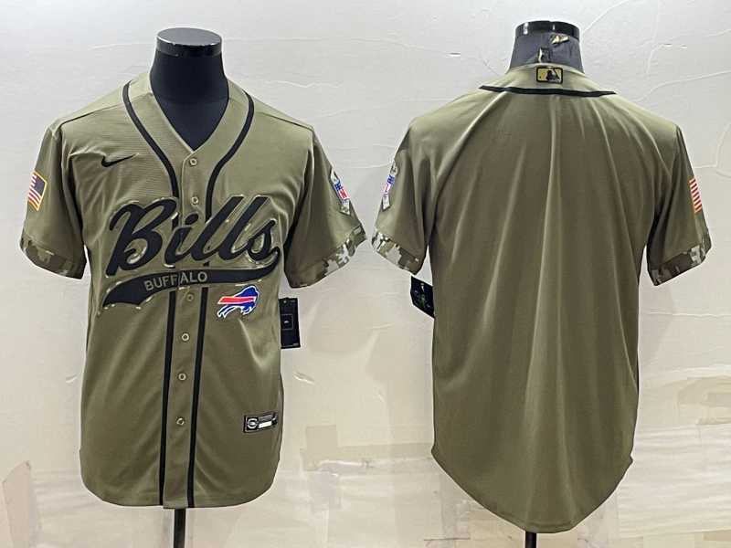 Men%27s Buffalo Bills Blank Olive Salute to Service Cool Base Stitched Baseball Jersey->buffalo bills->NFL Jersey